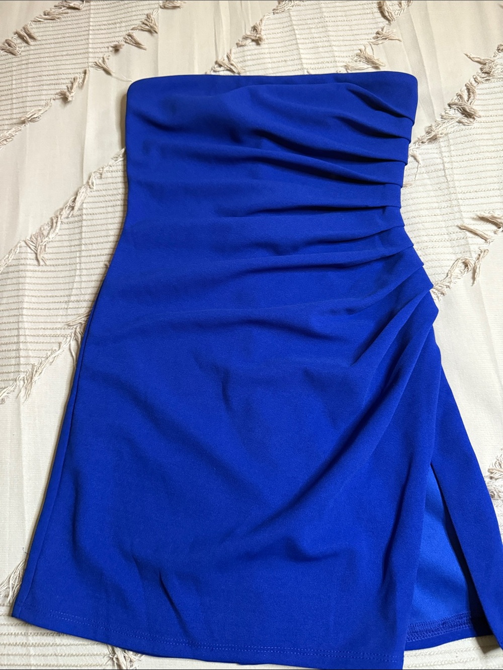 Lucy in the sky hoco Strapless Ruched Royal Blue Mini Dress XS